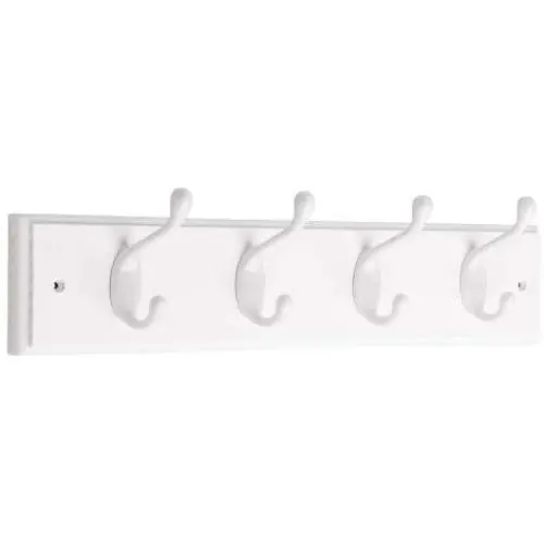 Liberty Hardware 129847 18-Inch Coat and Hat Rail/Rack with 4 Heavy Duty Hooks, White and White Liberty Hardware 129847 18-Inch Coat and Hat Rail/Rack with 4 Heavy Duty Hooks, White and White