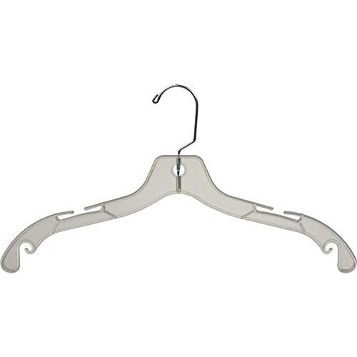 Sturdy Clear Plastic Top Hanger,  Boxes of 100 Durable Space Saving Hangers w/ 360 degree Chrome Swivel Hook and Notches for Shirt or Dress by The Great American Hanger Company