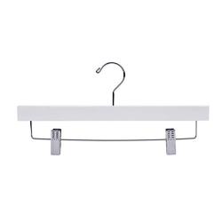 Nature Smile Solid Lotus Wood Deluxe Wooden Pants Hangers Bottom Hanger Jeans Hanger Skirt Hanger with 2-Adjustable Clips Anti-rust Hook Pack of 10 (White)