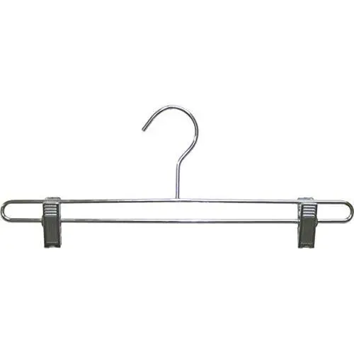 The Great American Hanger Company Chrome Bottom Hanger w/Adjustable Cushion Clips, Boxes of 25, 14 Inch Strong Metal Pants Hangers for Slacks or Skirts