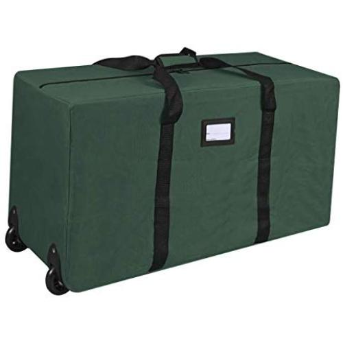 ProPik Holiday Rolling Tree Storage Bag, Large Heavy Duty Storage Container, 22" H X 16" W X 50" L with 2 Wheels & Handles Fits Up to 6 Foot Tall Disassembled Trees 600D Oxford (Green)