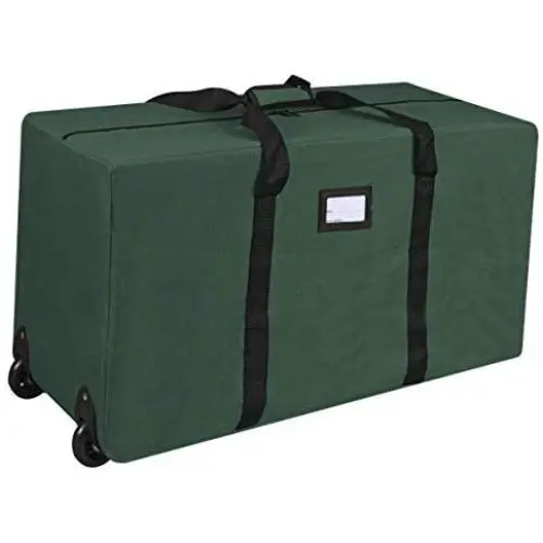 ProPik Holiday Rolling Tree Storage Bag, Large Heavy Duty Storage Container, 22&quot H X 16&quot W X 50&quot L with 2 Wheels & Handles Fits Up to 6 Foot Tall Disassembled Trees 600D Oxford (Green)