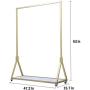 FURVOKIA Modern Simple Heavy Duty Metal Rolling Garment Rack with Wheel,Retail Display Clothing Rack,Wrought Iron Single Rod Floor-Standing Hangers Clothes Shelves (Gold Square Tube with Wood, 47.2 L) FURVOKIA Modern Simple Heavy Duty Metal Rolling Garment Rack with Wheel,Retail Display Clothing Rack,Wrought Iron Single Rod Floor-Standing Hangers Clothes Shelves (Gold Square Tube with Wood, 47.2 L)