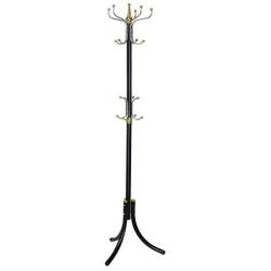 Coat Hanger Tree Hat Holder, Three-Legged Metal Standing Entryway Hanging Clothes Bag Hat Jacket Umbrella Tree Stand Base for Bedroom Living Room (Black)