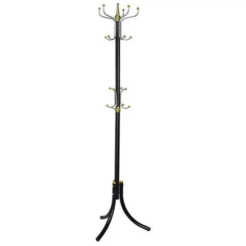 Coat Hanger Tree Hat Holder, Three-Legged Metal Standing Entryway Hanging Clothes Bag Hat Jacket Umbrella Tree Stand Base for Bedroom Living Room (Black) Coat Hanger Tree Hat Holder, Three-Legged Metal Standing Entryway Hanging Clothes Bag Hat Jacket Umbrella Tree Stand Base for Bedroom Living Room (Black)