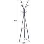 Metal Coat Rack Hat Stand Free Standing Display Hall Tree Hanger Garment Storage Holder with Shelves and 9 Hooks for Clothes Hats 19.7 x 19.7 x 68.5 Inches