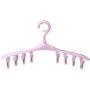 10pcs Random Color Plastic Portable Bathrooms Cloth Hanger Rack with Detachable Clips Clothespin Clothes Hangers Socks Underwear Drying Clips