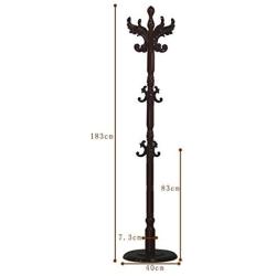 Floor Solid Wood Coat Rack European-style Assembly Clothes Shelf Living Room Multi-purpose Hanger -Coat rack/coat hook (Color : Redwood color)