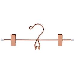 Amber Home Add-On Shiny Rose Copper Gold Metal Clothes Pant Skirt Slack Hangers Clothing Hangers with 2-Adjustable Clips (12 Pack)