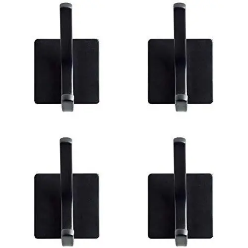 YISMAN Towel Hook/Adhesive Hooks - SUS 304 Stainless Steel 3M Self Adhesive Wall Mount Coat Robe Hooks Towel/Clothes Hanger for Bathroom Kitchen Black 4-Pack YISMAN Towel Hook/Adhesive Hooks - SUS 304 Stainless Steel 3M Self Adhesive Wall Mount Coat Robe Hooks Towel/Clothes Hanger for Bathroom Kitchen Black 4-Pack