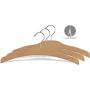 The Great American Hanger Company Arched Wooden Top Natural Finish, Low Profile 17 Inch Flat Chrome Swivel Hook & Notches for Hanging Straps (Set of 50) Clothes Hanger, Hardware