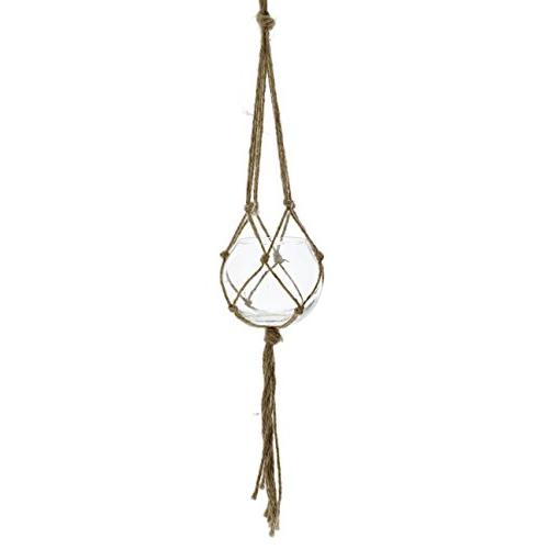 DEI 5" Glass Plant/Candle Holder with 20" Rope Hanger