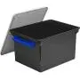Storex Storage File Tote with Locking Handles, Black/Silver, 4-Pack (61543U04C)
