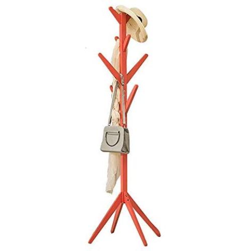 Solid Wood Floorstanding Coat Rack Simple Clothes Storage Hangers (4 Colors Optional) Wall Hanger Living Room Bedroom Haiming (Color : Orange)