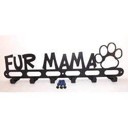 Dog Leash Wall Hanger Fur Mama Satin Black Texture color Handmade in USA