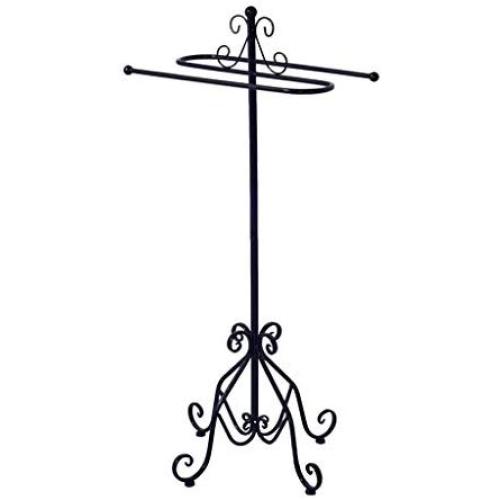 Free-Standing Metal Coat Rack, Towel Rack Holder, Hand Bath Towel Stand, Bathroom Bedroom Clothes Hanger, Heavy Duty Base, 33×33×98cm (Color : Black)