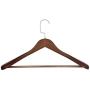 High-Grade Wide Shoulder Wooden Hangers 6 Pack with Non Slip Pants Bar - Smooth Finish Solid Wood Suit Hanger Coat Hanger, Holds Upto 20lbs, 360° Swivel Hook, for Dress, Jacket, Heavy Clothes Hangers