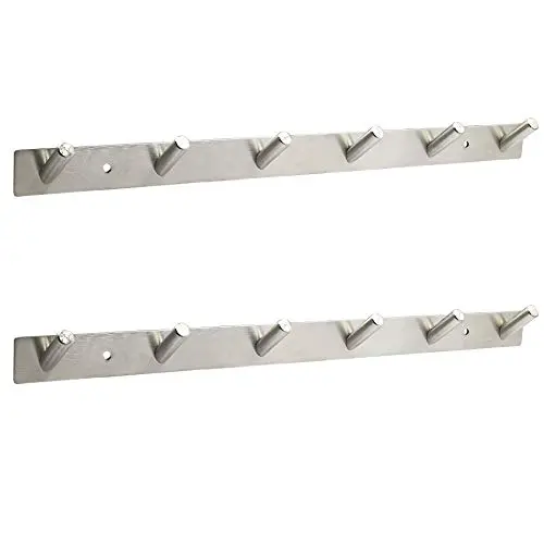 WEBI 2 Set V SUS 304 Modern 6-Hook Hat Bath Towel Coat Hooks Robe Garment Rack Hanger Rail Holder, Screw Wall Mount Closet Clothing Bathroom Garage Home Storage Organization, Brushed Nickel, V-YZG06-2 WEBI 2 Set V SUS 304 Modern 6-Hook Hat Bath Towel Coat Hooks Robe Garment Rack Hanger Rail Holder, Screw Wall Mount Closet Clothing Bathroom Garage Home Storage Organization, Brushed Nickel, V-YZG06-2