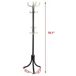 Coat Hanger Tree Hat Holder, Three-Legged Metal Standing Entryway Hanging Clothes Bag Hat Jacket Umbrella Tree Stand Base for Bedroom Living Room (Black)