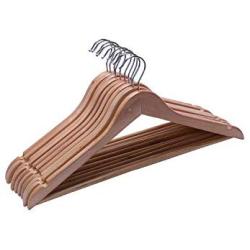 High-tech type 10 Pieces Solid and Rotating Metal Hook Wooden Hangers with Notches Non Slip Metal Hook for Clothes