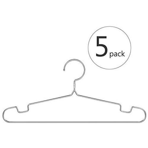 poeland 1kuan Clothes Hangers 304 Stainless Steel Standard High-end Suit Hangers 17.7 Inch 5 Pack