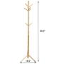 Ellymi Premium Wooden Coat Rack Freestanding with 9 Hooks Painted Solid Wood Tree Hangers for Coats, Hats, Scarves, Clothes and Handbags 48x48x175cm, Wood Color Tree Rack Stand for Coats Clothes