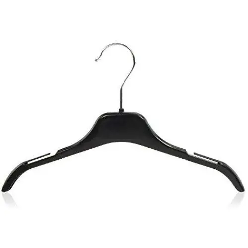 HANGERWORLD 20 Black 13inch Plastic Kids All Purpose Coat Clothes Garment Top Hangers with Metal Hook