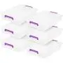 IRIS USA, Inc. MLB-360 Large Modular Latching Box-Purple Handle, 6 Pack, Clear/Violet
