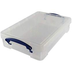 Really Useful Boxes Plastic Storage Box, 4 Liters, 14 5/8" x 10 1/4" x 3 3/8", Clear