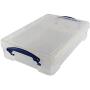 Really Useful Boxes Plastic Storage Box, 4 Liters, 14 5/8" x 10 1/4" x 3 3/8", Clear Really Useful Boxes Plastic Storage Box, 4 Liters, 14 5/8" x 10 1/4" x 3 3/8", Clear