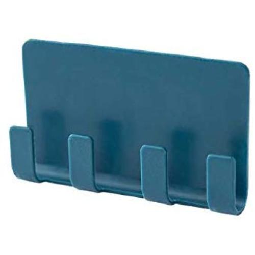 PSFS Mobile Phone Folder Stand Creative Wall Without Leave Track 4 Hook Storage Racks Clothes Hanger Wall Hooks Hanger Wall Door Hook Hanger Stand Bathroom Kitchen Organizer (Blue)