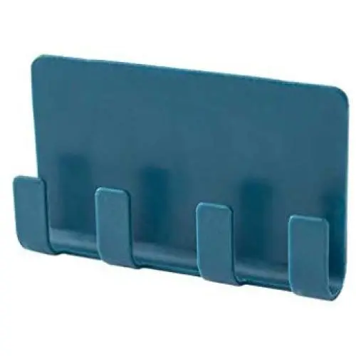 PSFS Mobile Phone Folder Stand Creative Wall Without Leave Track 4 Hook Storage Racks Clothes Hanger Wall Hooks Hanger Wall Door Hook Hanger Stand Bathroom Kitchen Organizer (Blue)