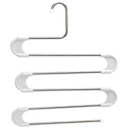 lliang Hangers Clothes Hanger S Type Pants Clothes Storage Drying Hanger Stainless Steel Space Saving Closet Towel Storage Rack Shelf 5 Tier