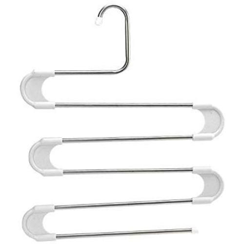 lliang Hangers Clothes Hanger S Type Pants Clothes Storage Drying Hanger Stainless Steel Space Saving Closet Towel Storage Rack Shelf 5 Tier