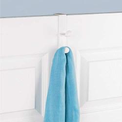 iDesign Over the Door Plastic Dual Hook Hanger for Coats, Jackets, Hats, Robes, Towels, Ideal for Bathroom, Bedroom, Mudroom, Set of 3, White