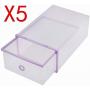 5 Pcs Clear Plastic Shoe Storage Boxes, Foldable Shoe Containers Double Plastic Purple DIY Shoe Drawers Home Storage