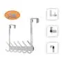 Over The Door Hook with 6 Hooks, Stainless Steel Heavy Duty Door Hanger for Door Clothes Hanger for Living Room Cloakroom Bathroom, Hanging Towel Rack Organizer, Easy Install Space Saving (Silver) Over The Door Hook with 6 Hooks, Stainless Steel Heavy Duty Door Hanger for Door Clothes Hanger for Living Room Cloakroom Bathroom, Hanging Towel Rack Organizer, Easy Install Space Saving (Silver)