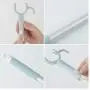 2pcs Random Color 116cm Length Retractable Rods Adjustable Clothing Fork with Hanger Iron Pipe Clothesline Pole Pick Clothes Hanger