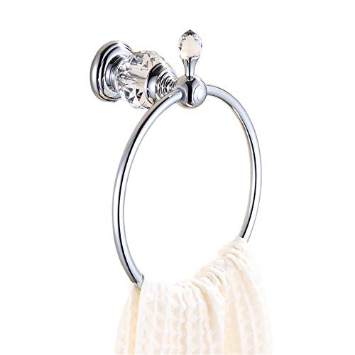 OWOFAN Towel Ring Shower Towel Hanger Holder Wall Mounted Bathroom Accessories Polished Chrome HK-23L OWOFAN Towel Ring Shower Towel Hanger Holder Wall Mounted Bathroom Accessories Polished Chrome HK-23L