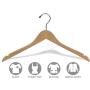 The Great American Hanger Company Wood Top Hanger, Boxes of 50 Space Saving 17 Inch Flat Wooden Hangers w/Natural Finish & Chrome Swivel Hook & Notches for Shirt Jacket or Dress