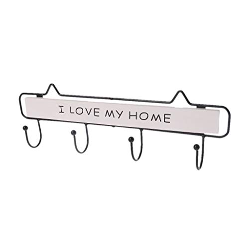MEIYIN Wooden 4 Hooks Wall Mounted Clothes Hanger Hat Key Holder Rack Hanging Storage Shelf for Home