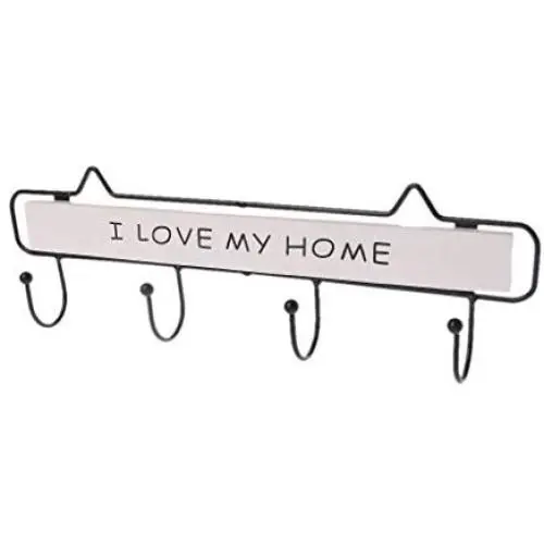 RUZYY Wall Mounted Clothes Hanger 4 Hooks Hat Key Holder Laundry Coat Rack Hanging Storage Shelf for Home - White