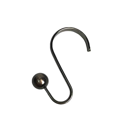 Gankmachine 12pcs Anti-Rust Decorative Curtain Hooks Iron Ball Bathroom Shower Rod Rolling Hanger Hanging Curtain Hook Ring