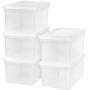 IRIS Split-Lid Letter Size File Box, 5 Pack, Large, Clear