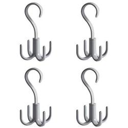 Thinkmay Rotating Handbag Hanger for Closet Purse Organizer Tie Rack Belt Hanger, 4 Pack Plastic Hanging Closet Organizer Holder for Belt,Tie, Bag, Purse,Scarves, Jeans,Clothes Wardrobe Hanger (Grey)