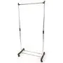 Cypressshop Adjustable Rolling Cloting Rack Single Bar Garment Hanger Clothes Hanging Rail Garment Hanging Storage Organizer Trolley Portable Durable Heavy Duty Bar Household Home Furniture