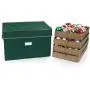 Covermates Keepsakes - 96PC Adjustable Ornament Storage Boxes - Holds 3 Inch Ornaments - Heavy Duty - Handles - Stackable - FlexGrid Adjustable Compartments - Holiday Storage - Green