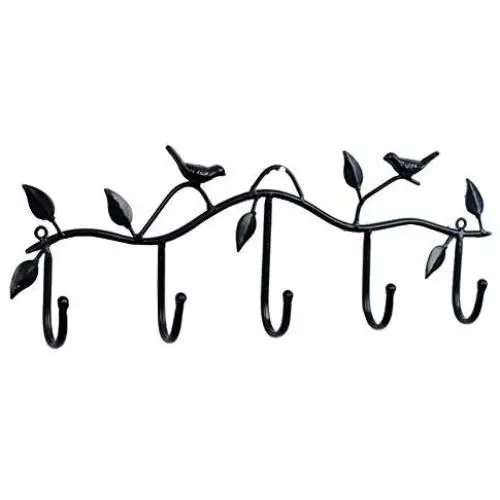 Black Metal 5 Hooks Wall Mount Birds Hook Hanger Rack Holder Black Metal 5 Hooks Wall Mount Birds Hook Hanger Rack Holder