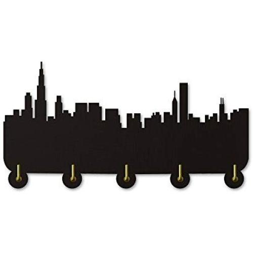 Beautiful America Chicago Skyline Creative Tourist Attraction Home Decor Wall Art Wall Hooks Clothes Coat Hooks Bedroom Living Room Decor Towel Hooks Hanger