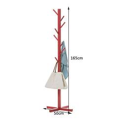 TD Solid Wood Simple Landing Coat Rack Simple Hanger Fashion Clothes Rack Living Room Storage Bag Rack (Size : Red)